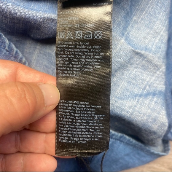 AllSaints Denim Mini Dress Small | Spaghetti Strap Halter Chambray Size Small - Picture 5 of 10